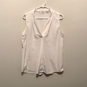 Calvin Klein white v-neck blouse. Sz L